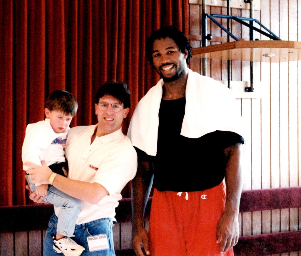 WBC Heavyweight Champion Lennox Lewis with Alex Rinaldi and future writer Ron John Rinaldi in 1995