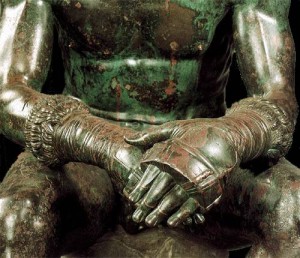 Detail of the fighter's hands