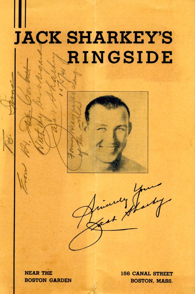 Former heavyweight Champion Jack Sharkey's restaurant Jack Sharkey's Ringside menu