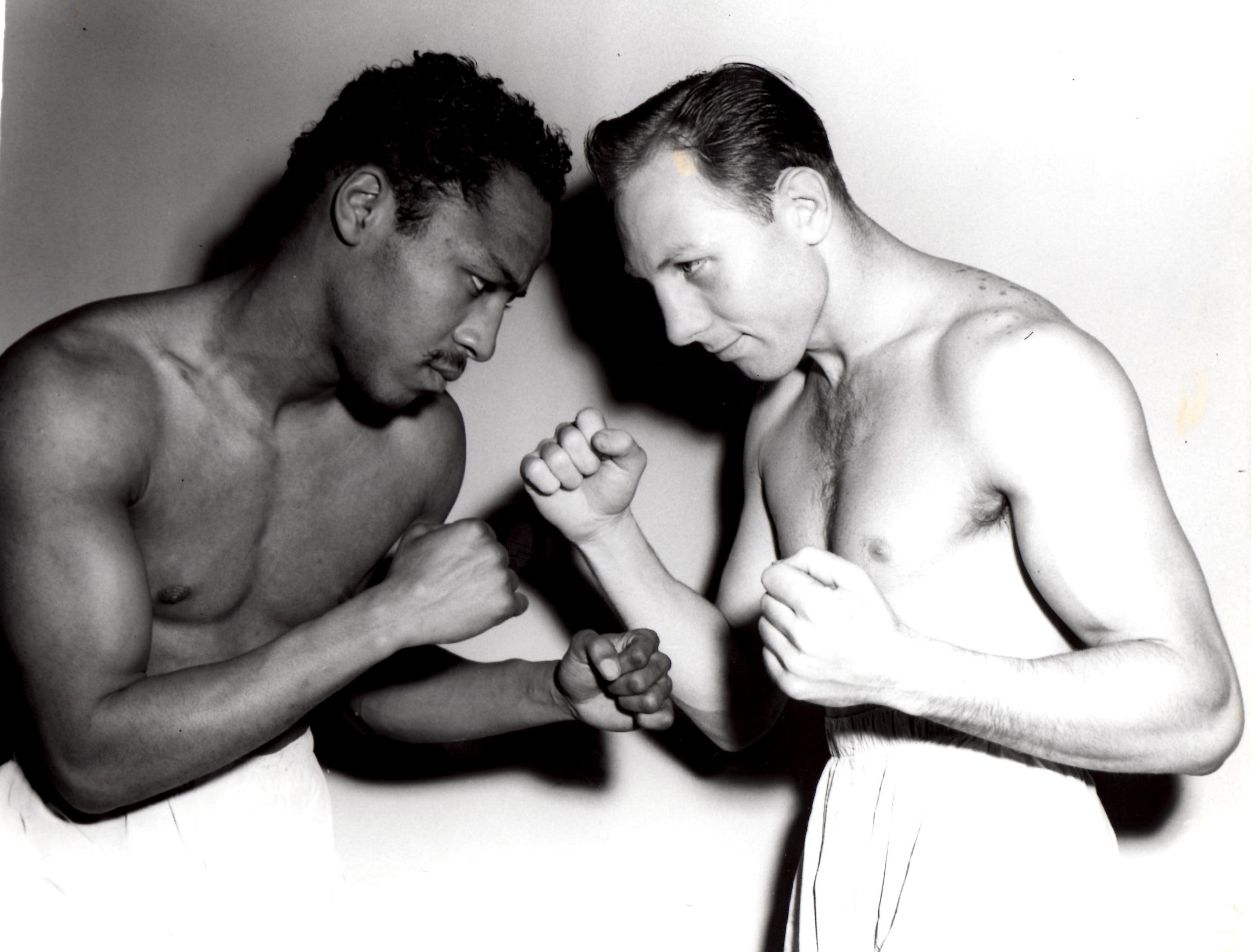 Johnny Bratton and Charley Fusari prior to their 1951 Welterweight Title fight