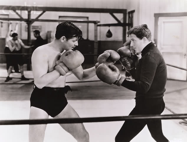 Actors Clark Gable and Spencer Tracy sparring