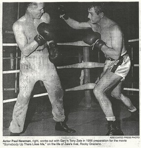 Boxer Tony Zale with actor Paul Newman