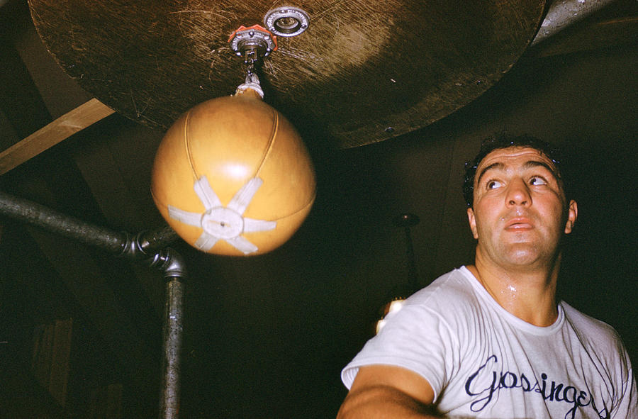 Rocky Marciano working out before his bout with Jersey Joe Walcott in 1952.