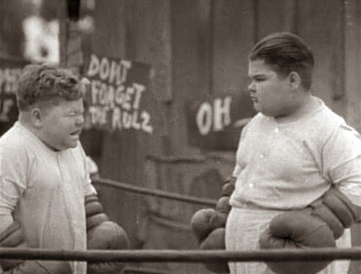  Chubby and Joe boxing in Our Gang short.