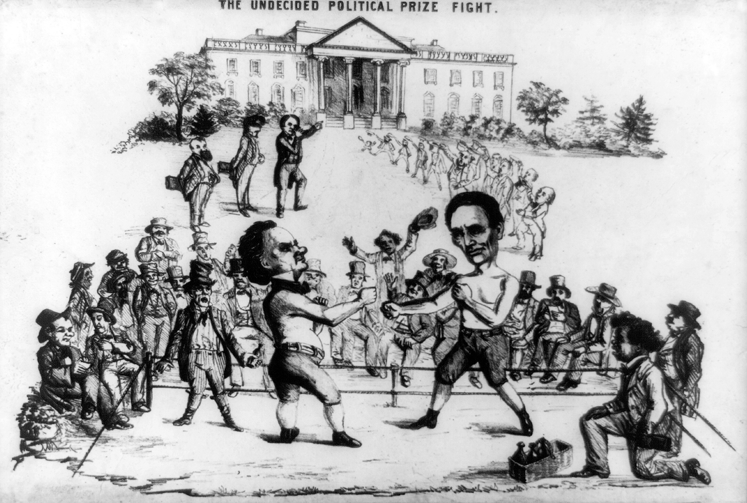 Cartoon Political boxing cartoon 1860 Lincoln.