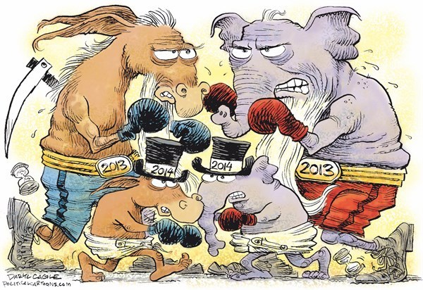 Cartoon political boxing cartoon 14.