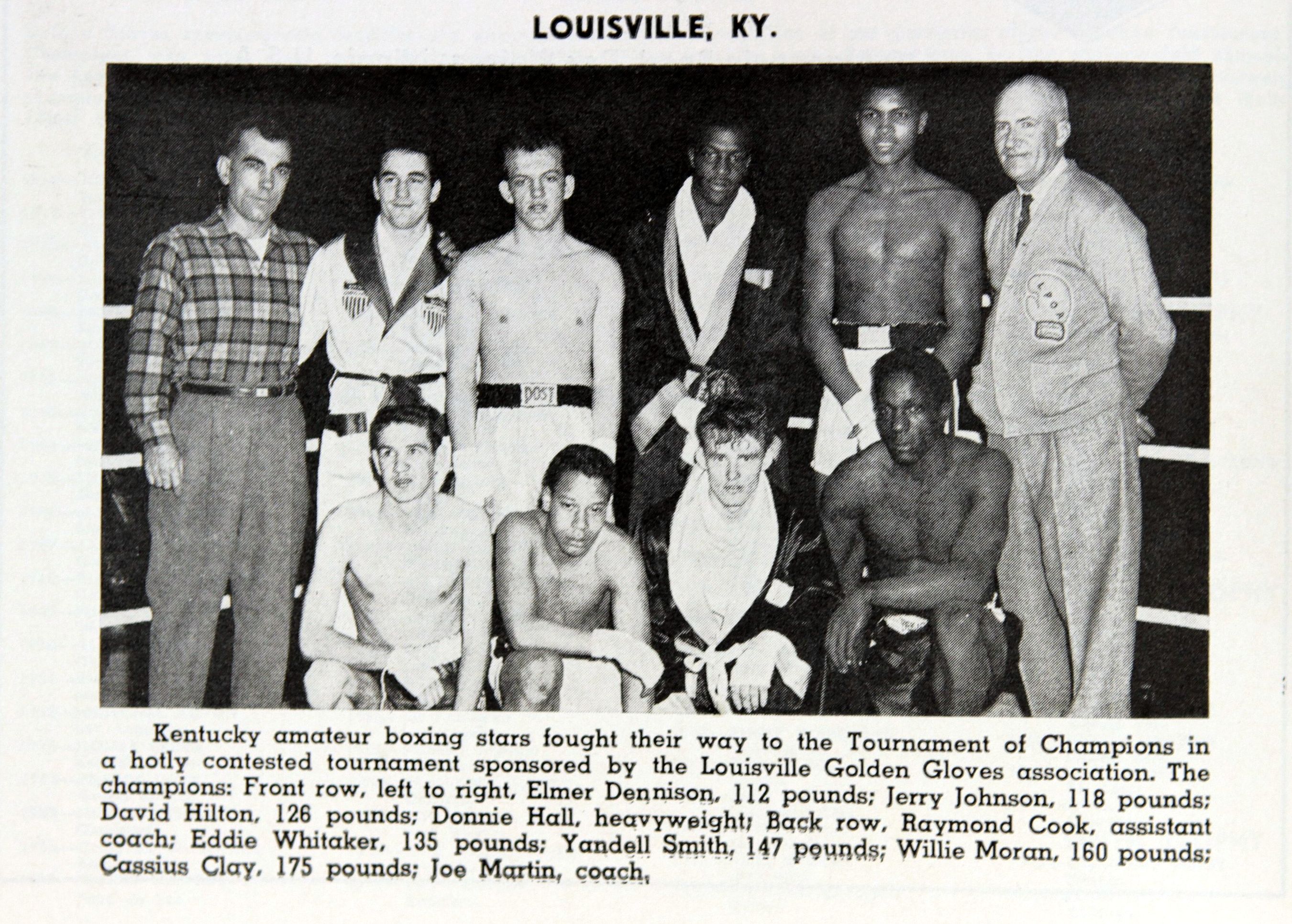 Fight Program Photo of Louisville Golden Gloves with young Cassius Clay.
