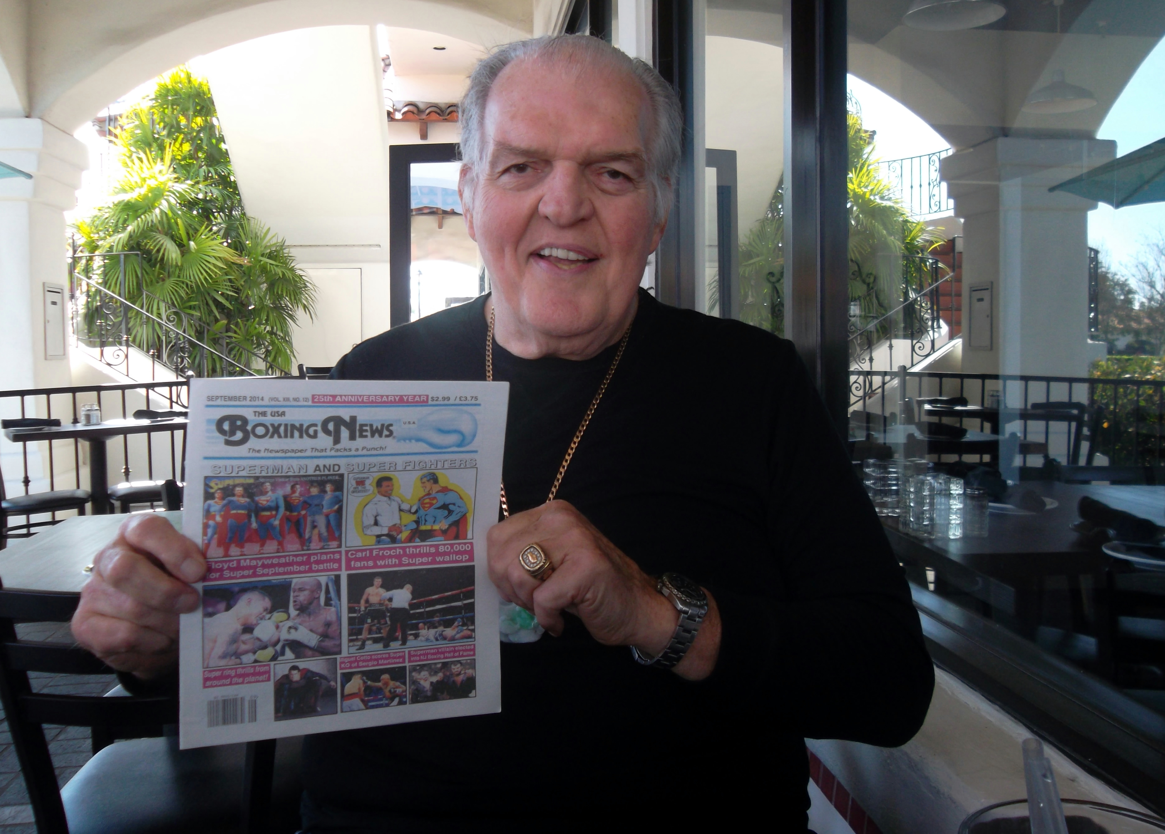 Former heavyweight contender and Superman movie star Jack O'Halloran with the USA Boxing News