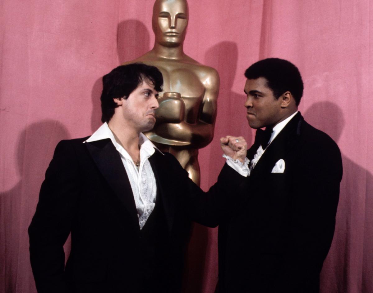 Muhammad Ali and Sylvester Stallone at 1977 Academy Awards (CLICK PHOTO TO VIEW VIDEO)