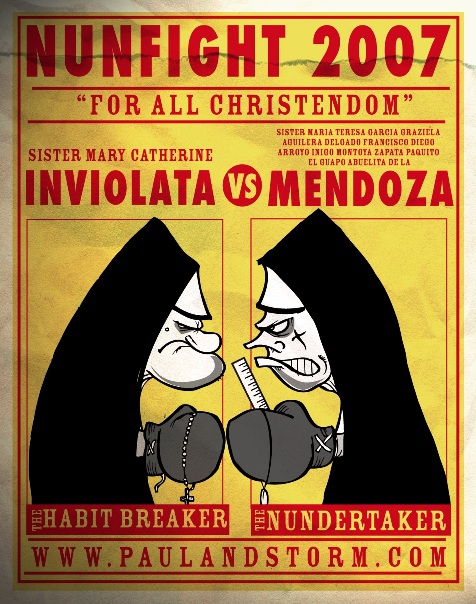 Boxing Cartoon Posters - Nunfight