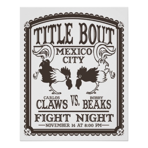 boxing cartoon posters - Mexican cock fight.