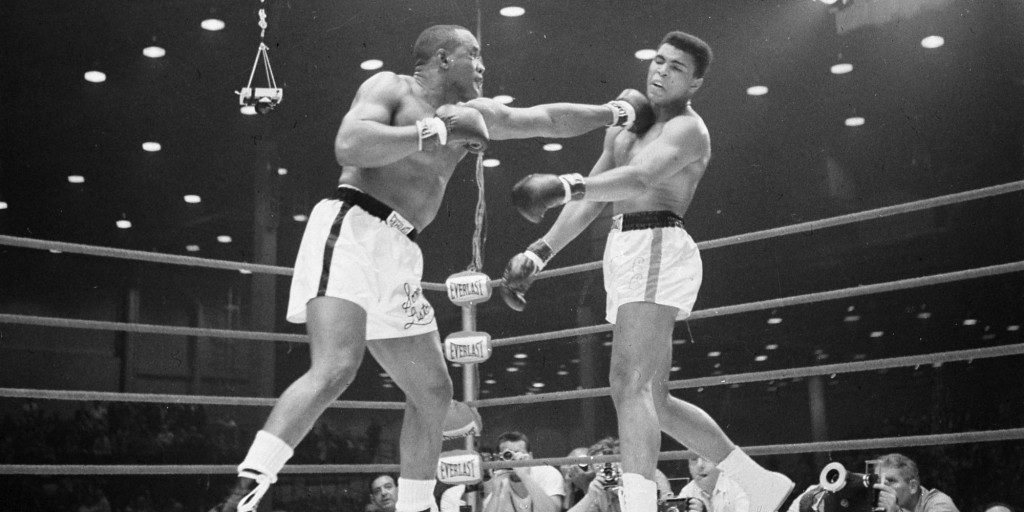 Liston (L) nails Ali with a hard left