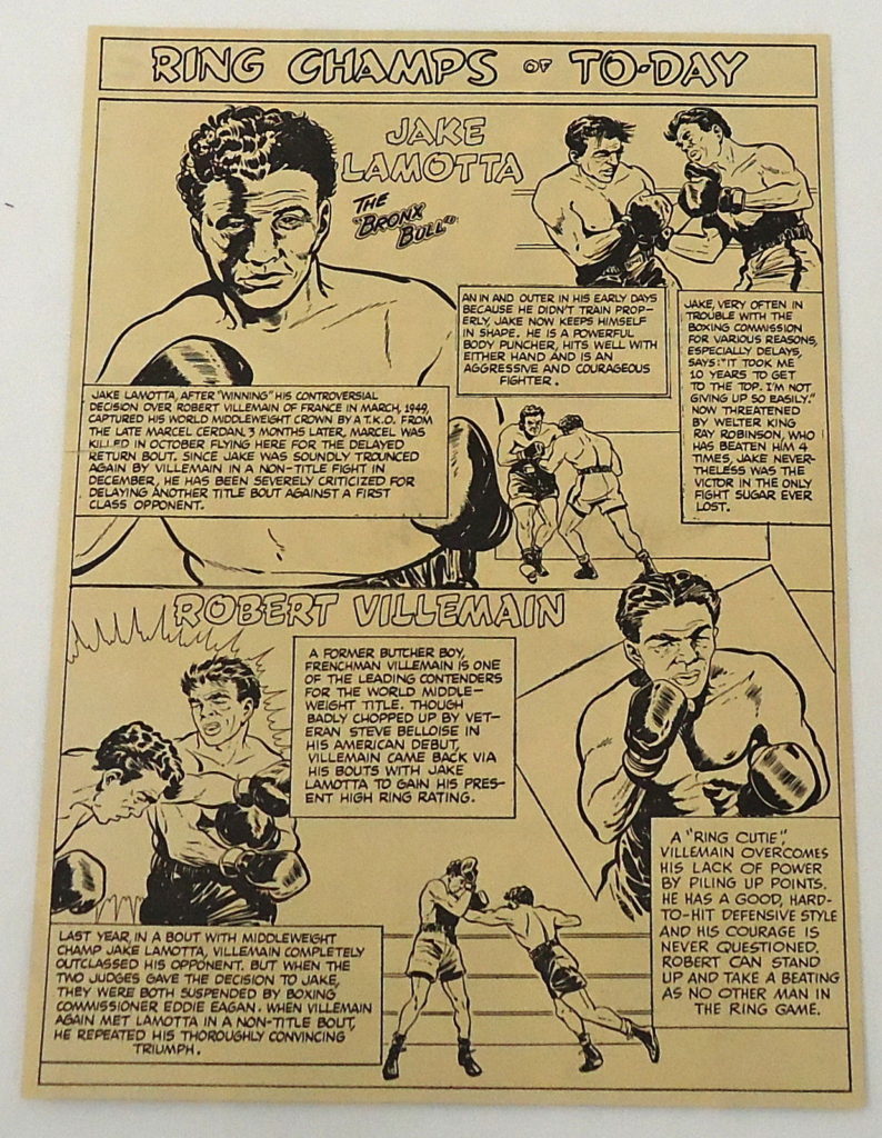 Boxing Cartoon - Jake LaMotta vs. Robert Villemain 1950.