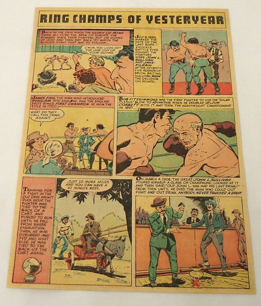 Boxing Cartoon - John L. Sullivan, James Figg and Bob Fitzsimmons.