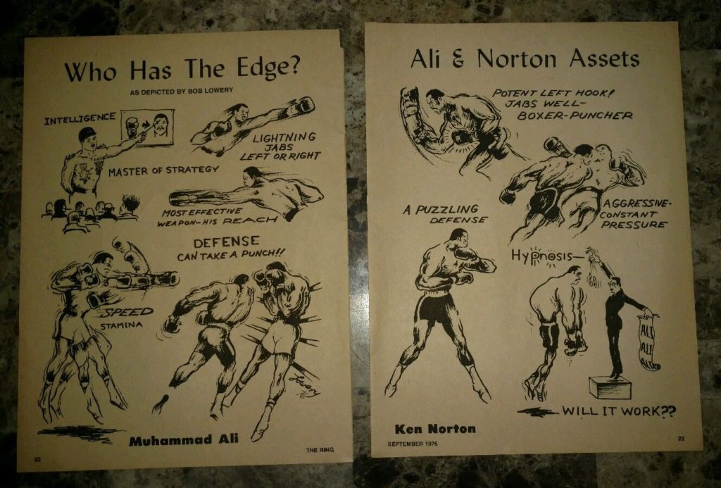 Boxing Cartoon - Muhammad Ali vs. Ken Norton Third Bout 1976.