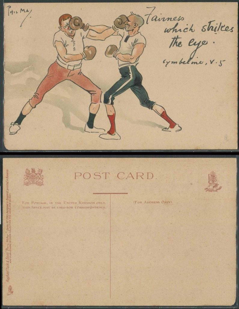 Boxing Cartoon - vintage post card.