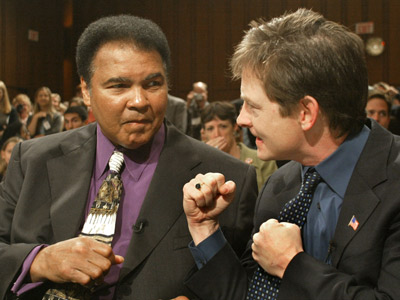 Celebrities - Michael J. Fox with Muhammad Ali.