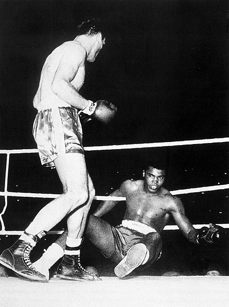 Cassius ClayHenry Cooper drops Cassius Clay down in the fourth round of their first bout. (CLICK ON PHOTO TO VIEW VIDEO OF FIGHT)