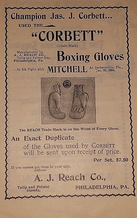 James J. Corbett Boxing Gloves Ad