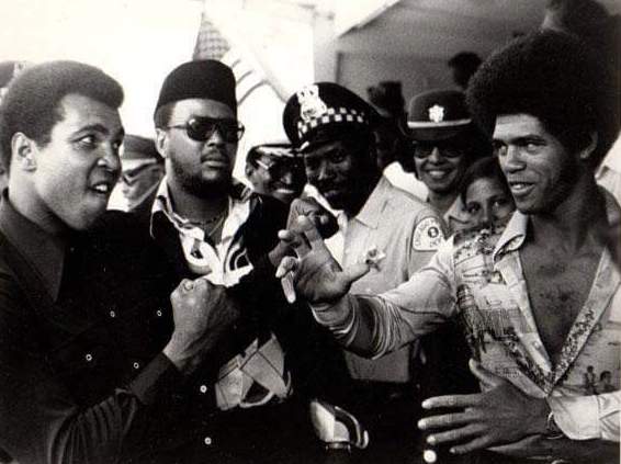 Muhammad Ali with Enter The Dragon actor and karate champion Jim Kelly in 1973.
