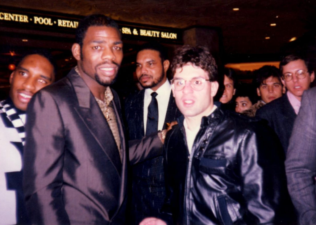 USA Boxing News Editor Alex Rinaldi with three-division champion Iran "The Blade" Barkley in 1989. (PHOTO BY JOHN RINALDI)