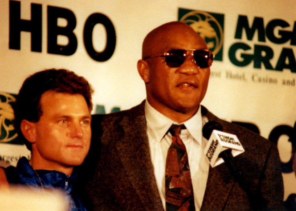  George Foreman at the MGM Grand in Las Vegas in 1994 after knocking out Michael Moorer to capture the world heavyweight championhip