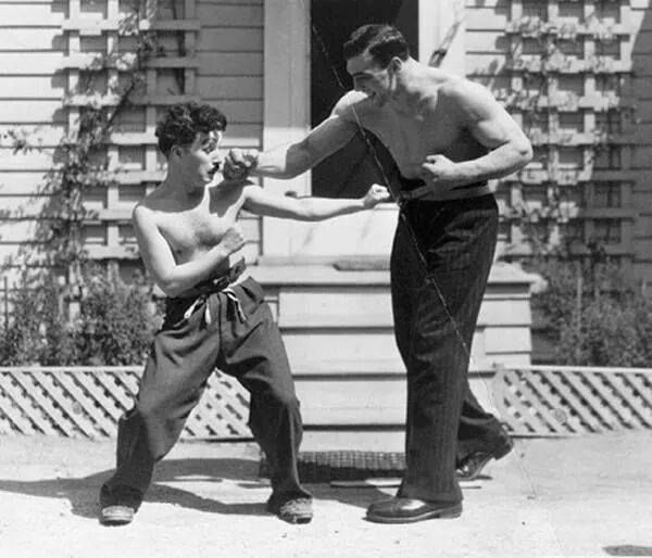 Charlie Chaplin and Primo Carnera