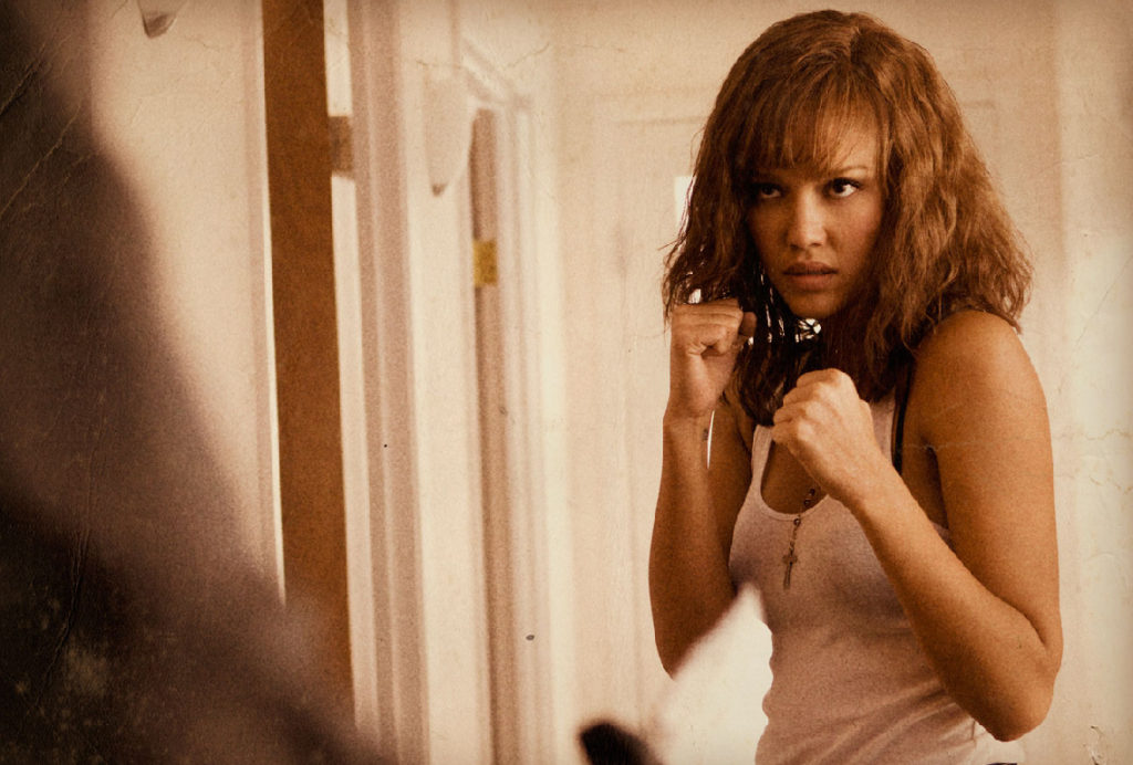 Jessica Alba boxing pose.