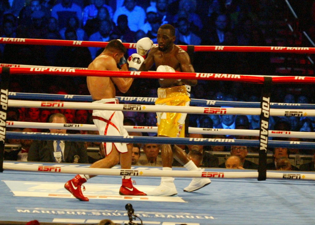 Crawford (R) and Khan (L) squaring off against each other.