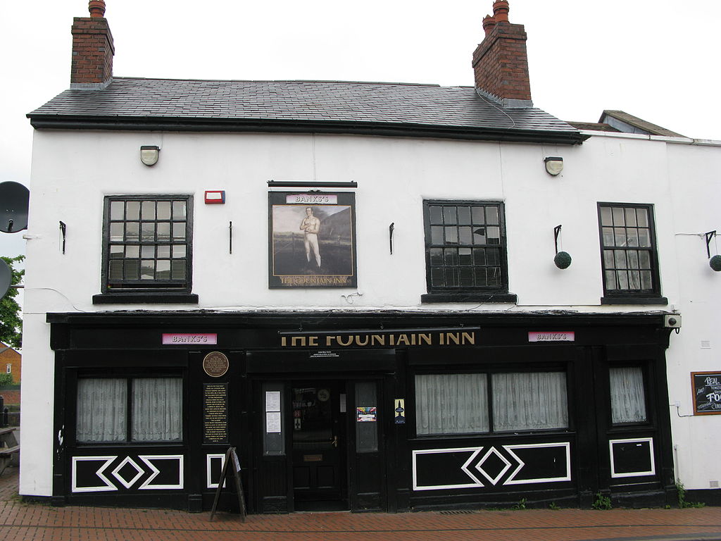 A depiction of William Perry is on the front of the Fountain Inn, located in Tipton. The establishment was once