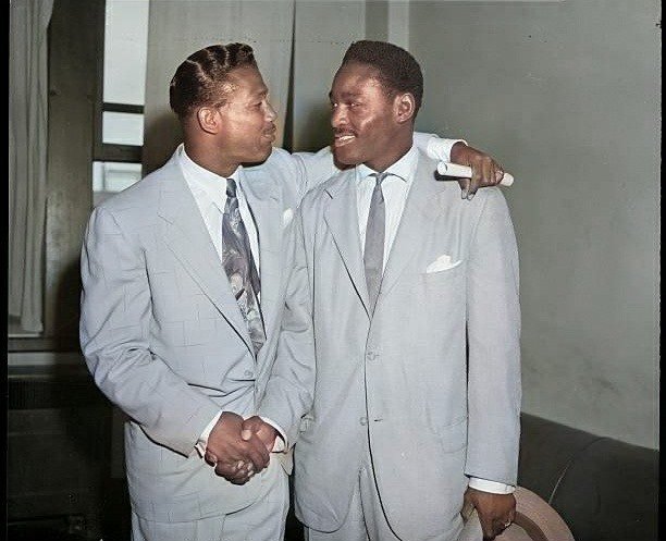 8-2-1951-New York, NY- When Sugar Ray Robinson, who lost his title to British Randy Turpin, and Ezzard Charles,