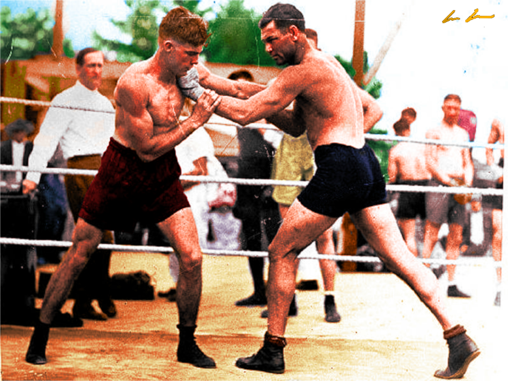 Jack Dempsey (R) in training