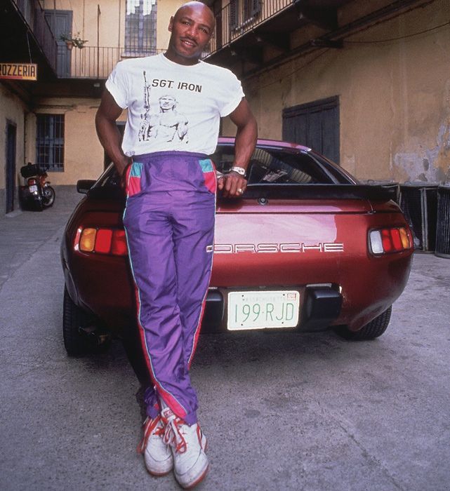 Middleweight Champion Marevlous Marvin Hagler with one of his prized cars
