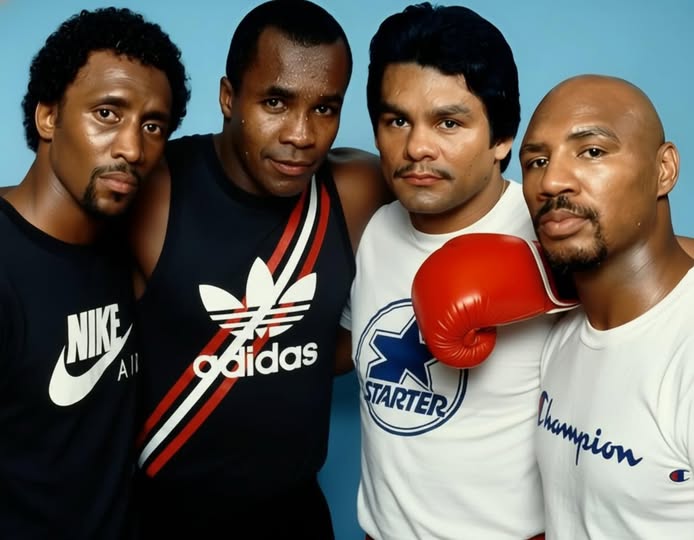Tommy "Hitman" Hearns, Sugar Ray Leonard, Roberto "Manos de Piedra" Duran, and Marvelous Marvin Hagler.